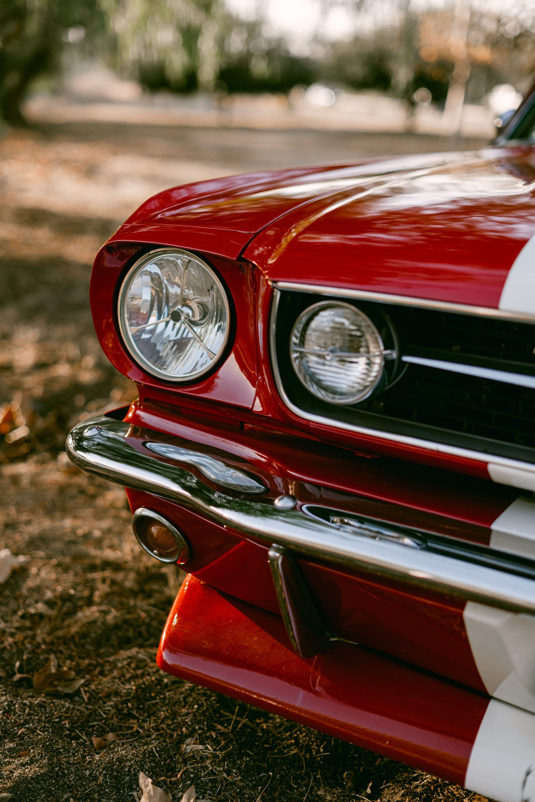 car insurance image Red vintage car closeup details
